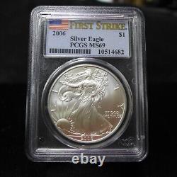 Lot of (10) 2004-2020 American Silver Eagles PCGS/NGC MS69