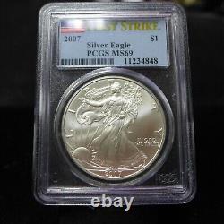 Lot of (10) 2004-2020 American Silver Eagles PCGS/NGC MS69