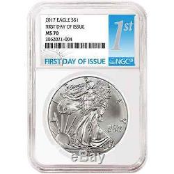 Lot of 10 2017 $1 American Silver Eagle NGC MS70 FDI First Label