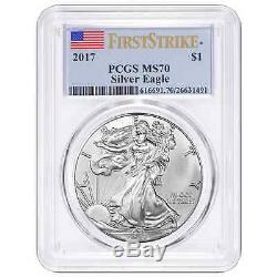 Lot of 10 2017 $1 American Silver Eagle PCGS MS70 First Strike Label with PCGS S