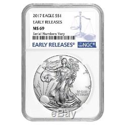 Lot of 10 2017 1 oz Silver American Eagle $1 Coin NGC MS 69 Early Releases