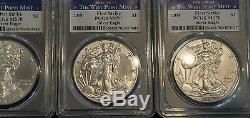 Lot of 10 2018 Silver American Eagle $1 Coin MS 70 PCGS First Strike West Point