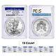 Lot of 10 2018 (W) 1 oz Silver American Eagle $1 Coin PCGS MS 70 FS West Point