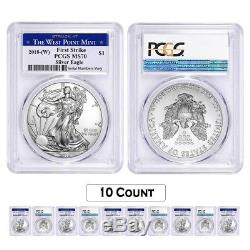 Lot of 10 2018 (W) 1 oz Silver American Eagle $1 Coin PCGS MS 70 FS West Point