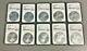 Lot of 10 Silver 2020 MS 70 American Eagle 1 oz. Brown Label. 999 fine NGC Coins