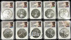 Lot of 10 x 2020 P Emergency Issue American Silver Eagle First Strike NGC MS 70