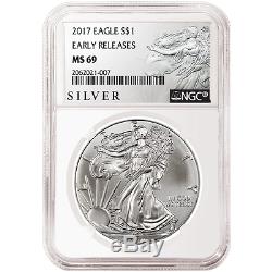 Lot of 100 2017 $1 American Silver Eagle NGC MS69 Early Releases ALS ER Label