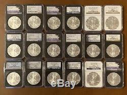 Lot of 18 2016 American Silver Eagles NGC MS 69 Assorted Labels
