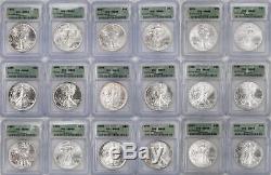 Lot of 18- American Silver Eagles 1986-2003 ICG MS69