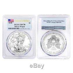 Lot of 2 2020 1 oz Silver American Eagle $1 Coin PCGS MS 70 FS (Flag Label)