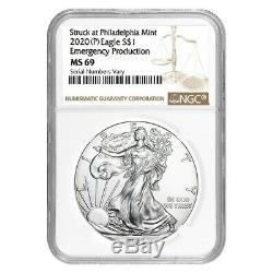 Lot of 2 2020 (P) 1 oz Silver American Eagle NGC MS 69 Emergency Production