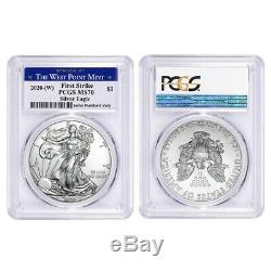 Lot of 2 2020 (W) 1 oz Silver American Eagle $1 Coin PCGS MS 70 FS West Point