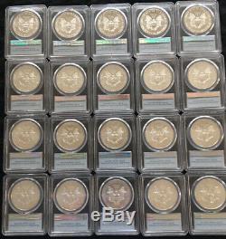 Lot of 20-2016 Silver American Eagle $1 Coins PCGS MS 70 First Strike 30th Anniv