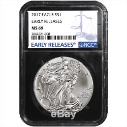 Lot of 20 2017 $1 American Silver Eagle NGC MS69 Blue ER Label Retro Core