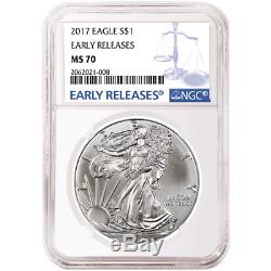 Lot of 20 2017 $1 American Silver Eagle NGC MS70 Early Releases Blue ER Label