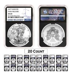 Lot of 20 2017 1 oz Silver American Eagle $1 Coin NGC MS 69 Early Releases