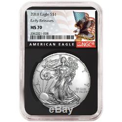 Lot of 20 2018 $1 American Silver Eagle NGC MS70 Black ER Label Retro Core