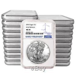 Lot of 20 2018 $1 American Silver Eagle NGC MS70 Blue ER Label