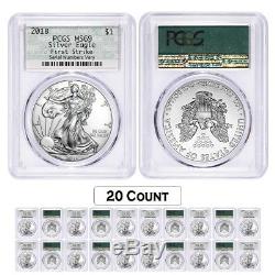 Lot of 20 2018 1 oz Silver American Eagle $1 Coin PCGS MS 69 FS (Doily)