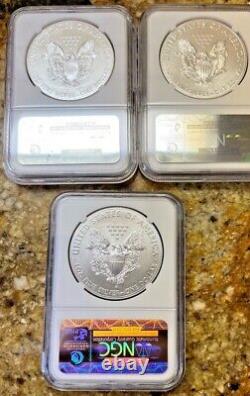 Lot of 3 2014 American Silver Eagle First Releases NGC MS 70
