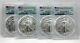 Lot of 4, 2021 Type 2 American Silver Eagles, PCGS First Strike Graded MS70