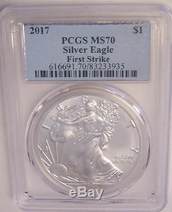 Lot of 5 2017 $1 PCGS MS70 First Strike Silver Foil American Silver Eagles
