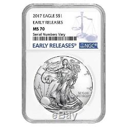 Lot of 5 2017 1 oz Silver American Eagle $1 Coin NGC MS 70 Early Releases