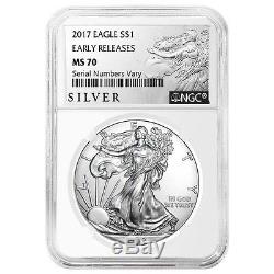 Lot of 5 2017 1 oz Silver American Eagle $1 Coin NGC MS 70 Early Releases Lib