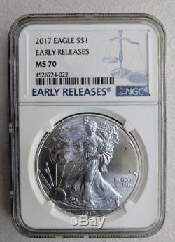 Lot of 5 2017 American Silver Eagles NGC MS70 EARLY RELEASES