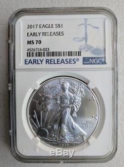 Lot of 5 2017 American Silver Eagles NGC MS70 EARLY RELEASES