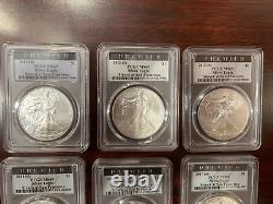 Lot of (9) American Silver Eagles $1 PCGS MS69 Mixed Dates