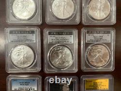 Lot of (9) American Silver Eagles $1 PCGS MS69 Mixed Dates
