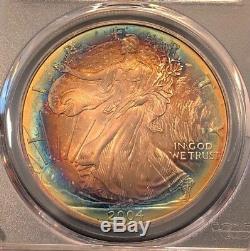 MS68 2004 $1 American Silver Eagle PCGS Secure- Mint Box Target Toned