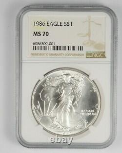 MS70 1986 American Silver Eagle Graded NGC 1047