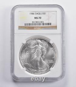 MS70 1986 American Silver Eagle NGC 2753