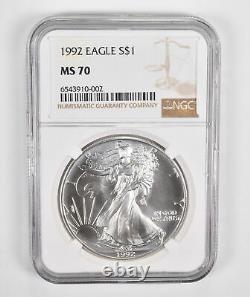 MS70 1992 American Silver Eagle Graded NGC 0393