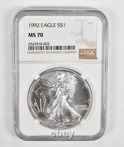 MS70 1992 American Silver Eagle Graded NGC 0394