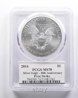 MS70 2016 American Silver Eagle 30th Anniversary FS Signed Mercanti PCGS 3353