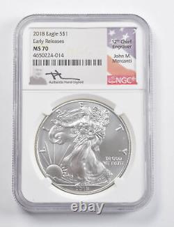 MS70 2018 American Silver Eagle ER Signed Mercanti NGC 3343