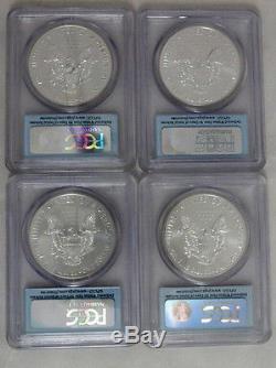 Pcgs Ms70/pr70 Set Of Four 2011 First Strike American Silver Eagle Dollars