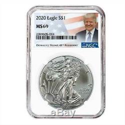 Presale 2020 $1 American Silver Eagle 3pc. Set NGC MS69 Trump Label Red White