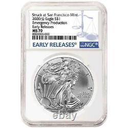 Presale 2020 (S) $1 American Silver Eagle 3 pc. Set NGC MS70 Blue ER Label Red