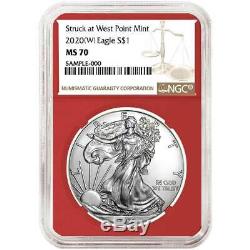 Presale 2020 (W) $1 American Silver Eagle 3 pc. Set NGC MS70 Brown Label Red W