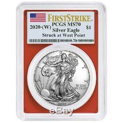 Presale 2020 (W) $1 American Silver Eagle 3 pc. Set PCGS MS70 FS Flag Label Re