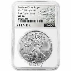 Presale 2020-W Burnished $1 American Silver Eagle NGC MS70 FDI ALS Label