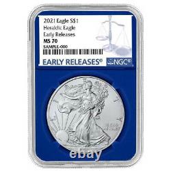 Presale 2021 $1 American Silver Eagle 3pc. Set NGC MS70 Blue ER Label Red Whit