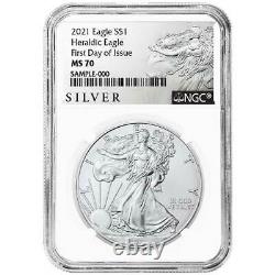 Presale 2021 $1 American Silver Eagle 3pc. Set NGC MS70 FDI ALS Label Red Whit