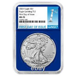 Presale 2021 $1 Type 2 American Silver Eagle 3 pc Set NGC MS70 FDI First Label