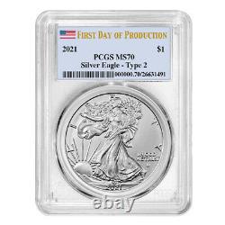Presale 2021 $1 Type 2 American Silver Eagle PCGS MS70 First Day of Production