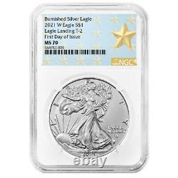 Presale 2021-W Burnished $1 Type 2 American Silver Eagle NGC MS70 FDI West Poi